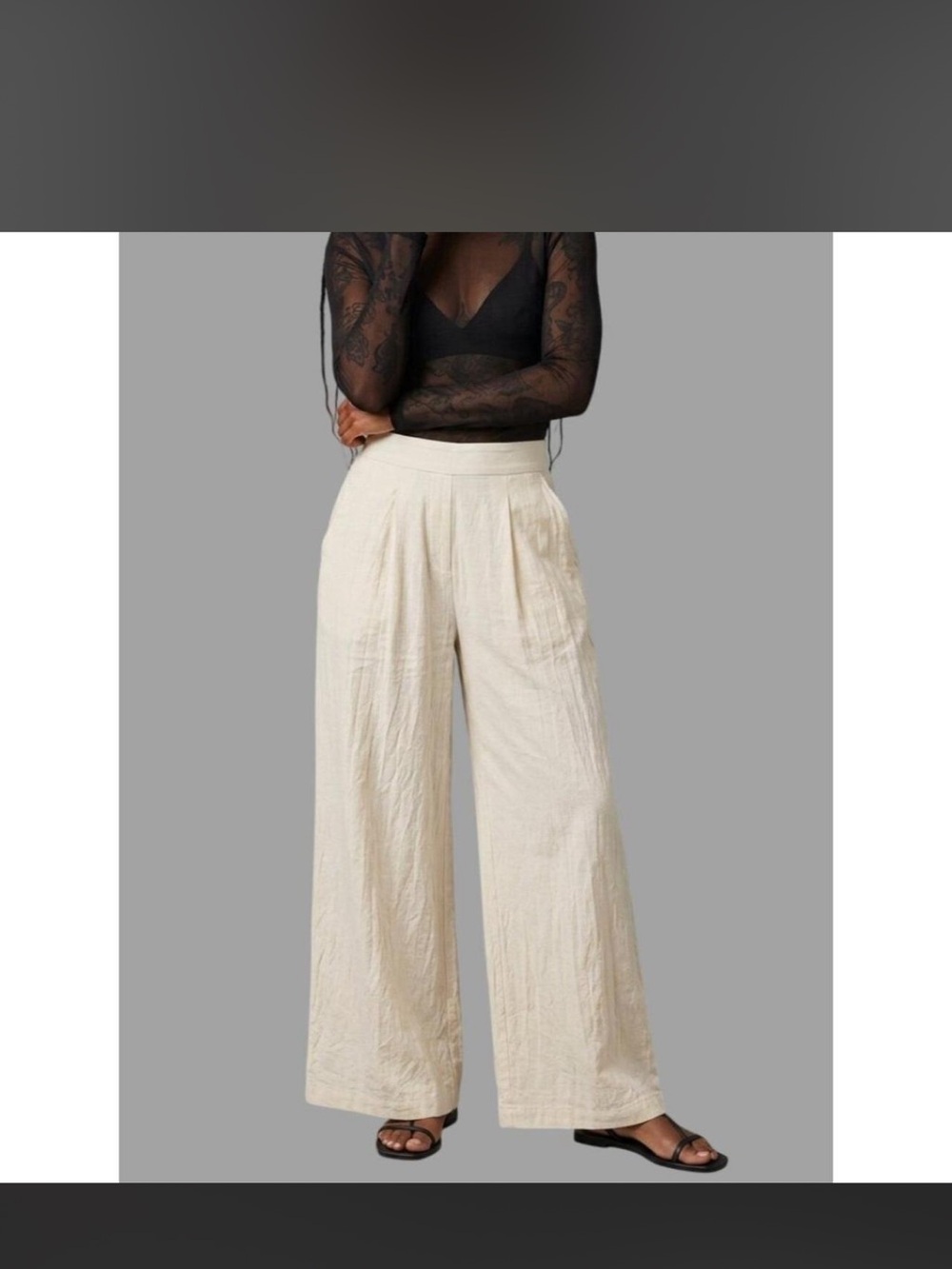 A New Day Wide-Leg Linen Blend Pants in Cream